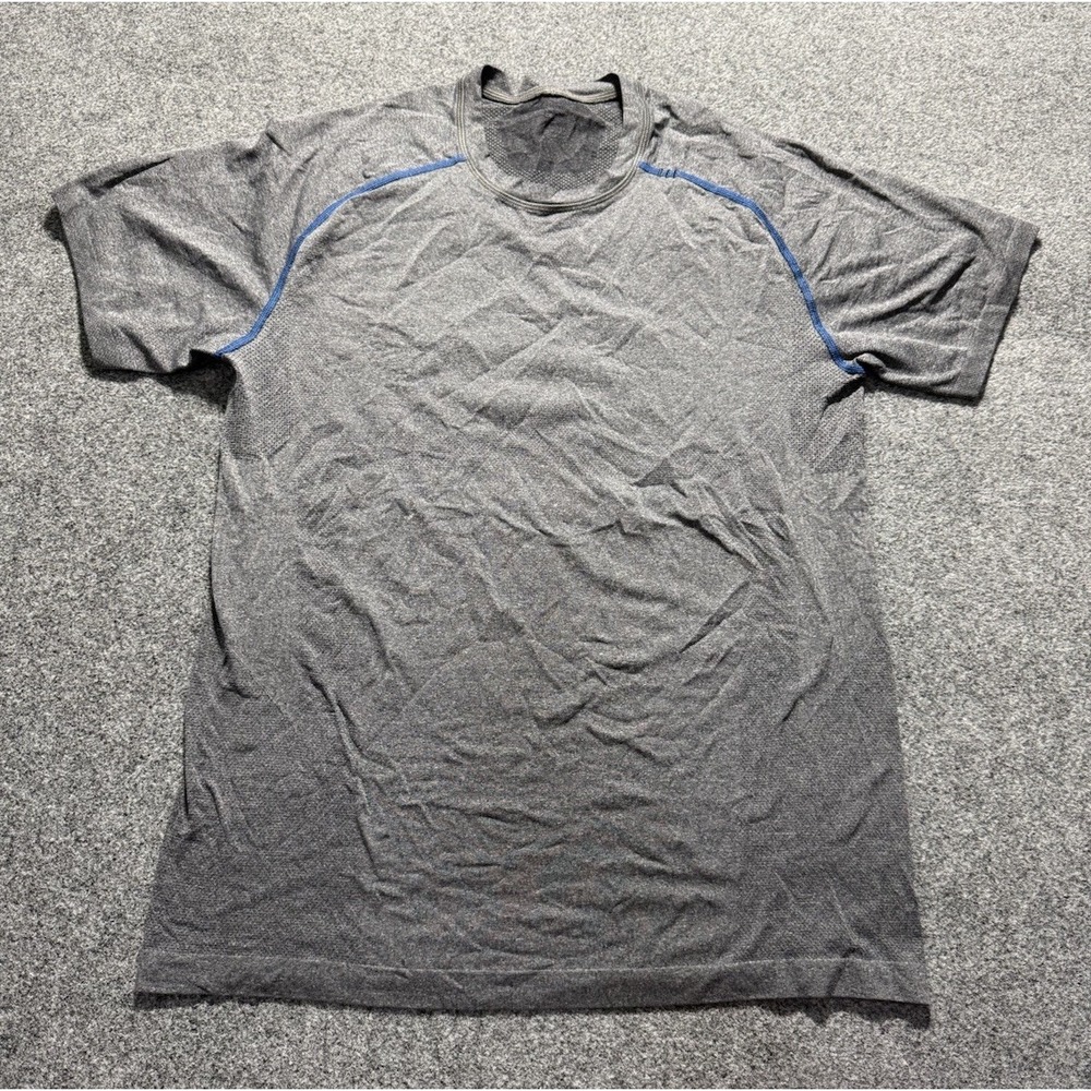 LULULEMON Metal Vent Tech Mens Short Sleeve T-shirt Sz M‎ Heathered Gray Blue